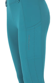 Close-up side view of the Colonial Blue Schockemohle Air Sporty Full Seat Riding Tights on a white background