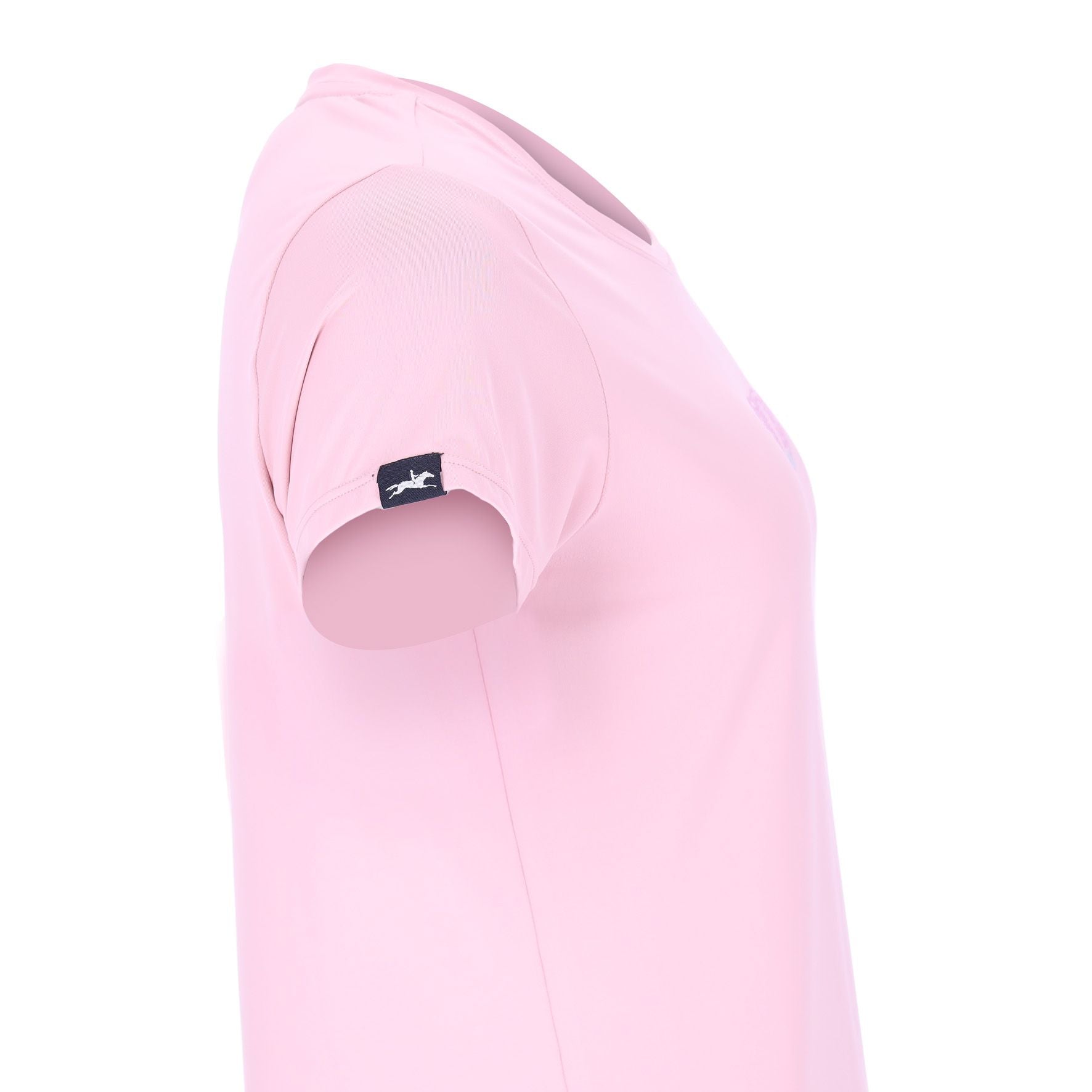 Side view of the Powder Pink Schockemohle Nola T-Shirt on a white background