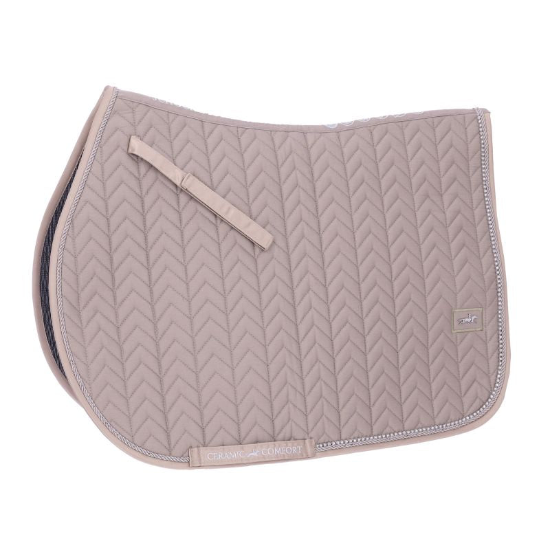 Side view of the Stone Schockemohle Ceramica Jump Saddle Pad on a white background