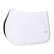 Side view of the White Schockemohle Ceramica Jump Saddle Pad on a white background