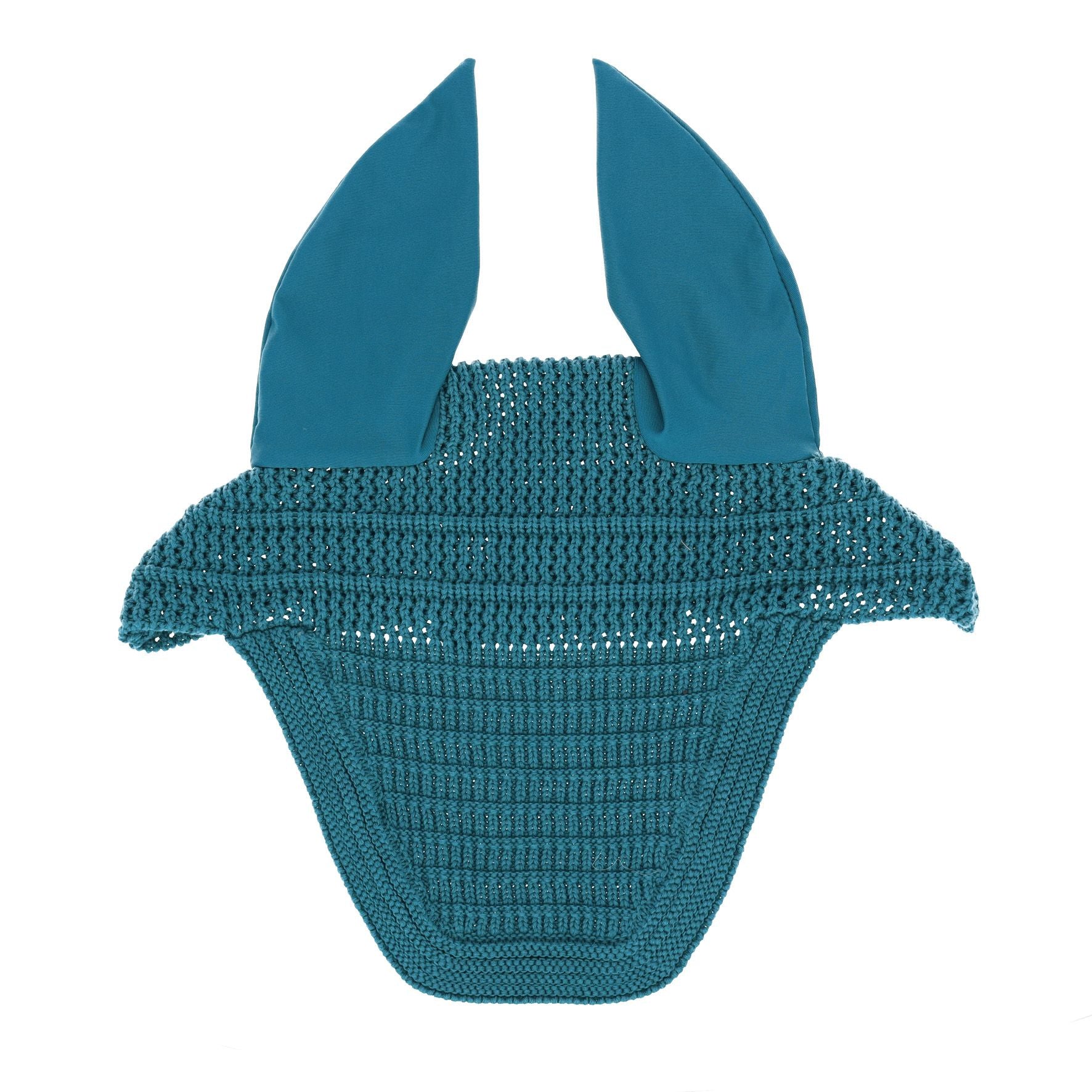 Front view of the Schockemohle Classic Style Fly Veil in teal on white background