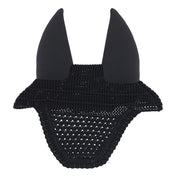 Front view of the black Schockemohle Silent Elegant Spark Fly Veil on a white background