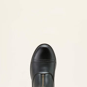 Top view of the toecap on the Ariat Kids' Scout Zip Paddock Boot on a plain background