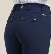 Close-up back view of the navy Ariat Tri Factor Grip Knee Patch Breech