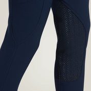 Close-up view of the knee grip on the Ariat Youth Prelude Knee Patch Breeches in navy