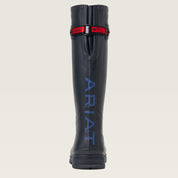 Back view of the Navy Ariat Kelmarsh Rain Boot on a plain background