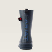 Back view of the Navy Ariat Kelmarsh Mid Rubber Boot on a plain background