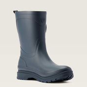 Side view of the Navy Ariat Kelmarsh Mid Rubber Boot on a plain background