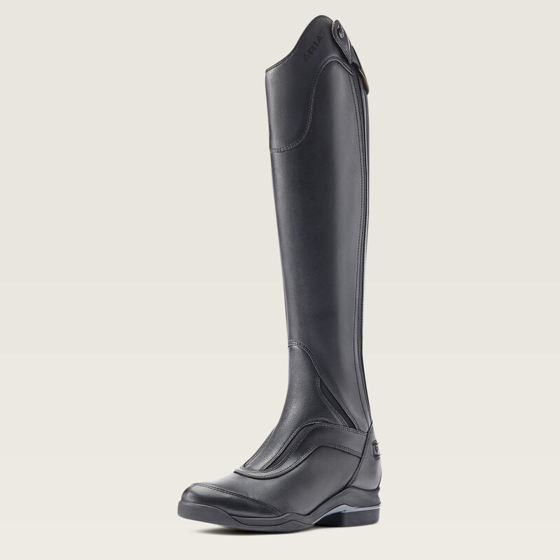 Angled front view of the black Ariat V Sport Zip Tall Riding Boot on a plain background