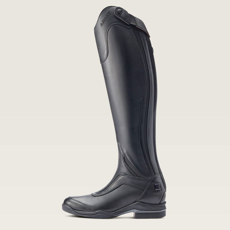 Exterior side view of the black Ariat V Sport Zip Tall Riding Boot on a plain background