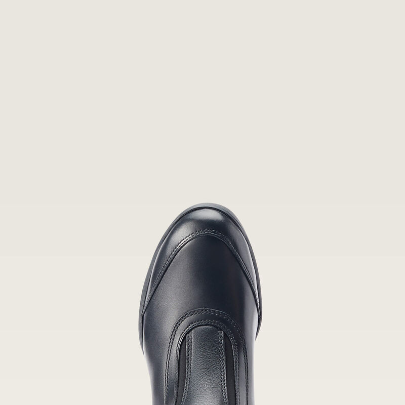 Top view of the toe cap on the Ariat V Sport Zip Tall Riding Boot on a plain background