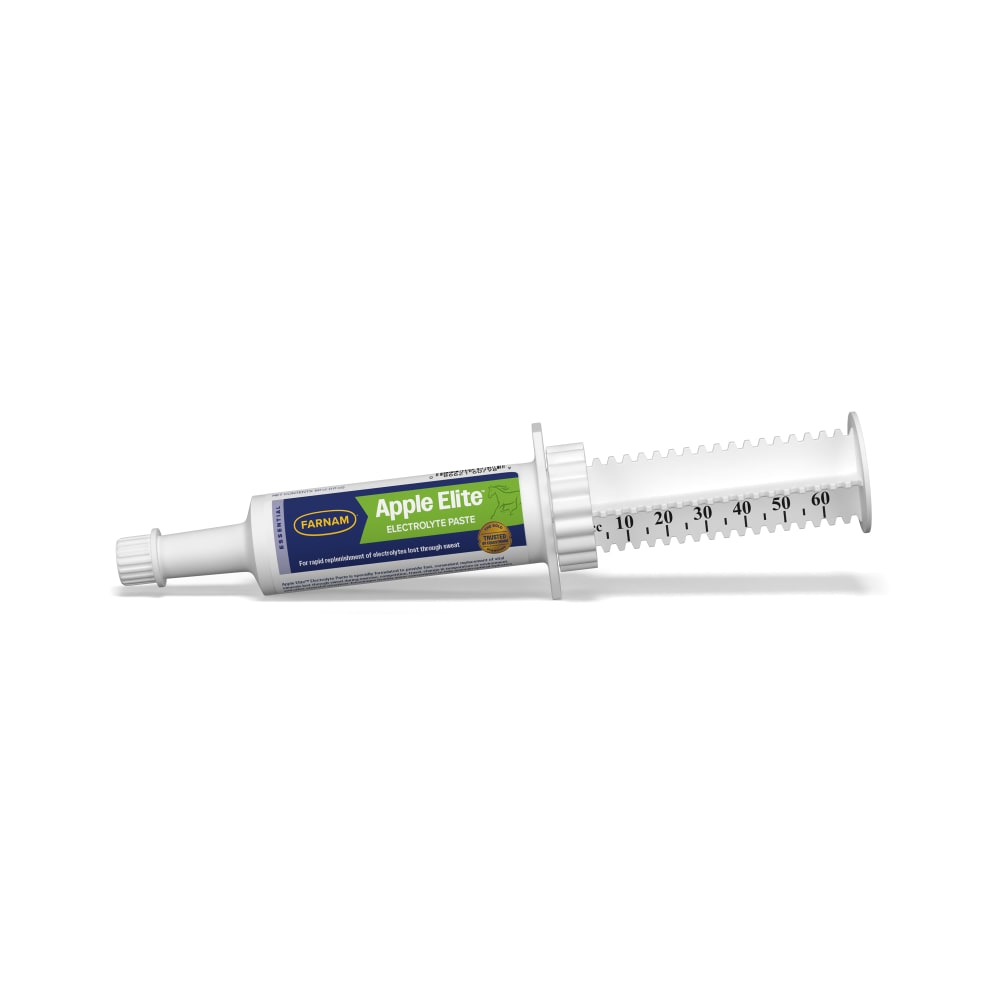 Front view of a tube of Farnam Apple Elite Electrolyte Paste on a white background
