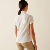 Back view of a youth model wearing the Ariat Aptos Vent 2.0 Show Shirt in white in a studio setting