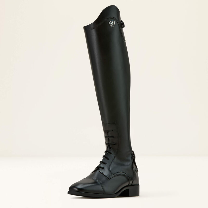 Angled front view of the black Ariat Palisade Field Boot on a plain background