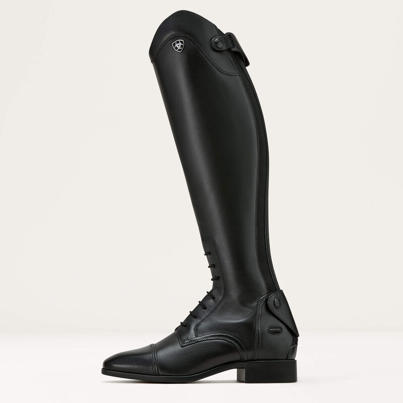 Side view of the black Ariat Palisade Field Boot on a plain background