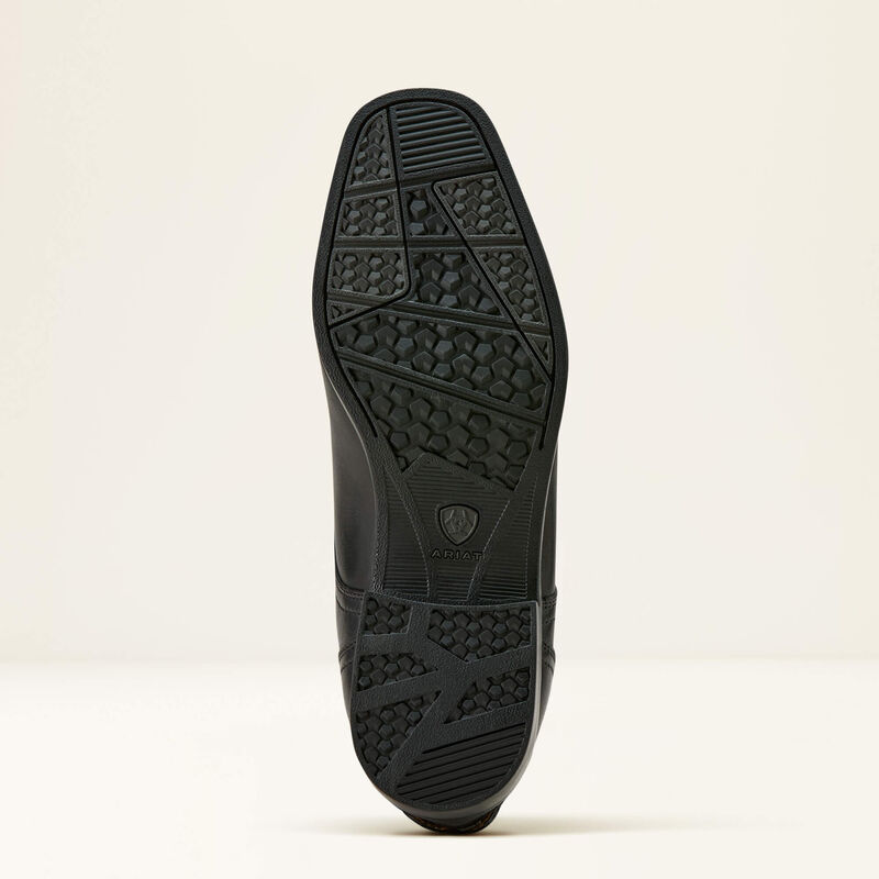 Bottom view of the black Ariat Palisade Field Boot on a plain background
