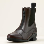 Angled front view of the brown Ariat Heritage Zip Paddock Boot on a plain background