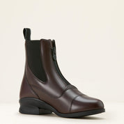 Angled front view of the brown Ariat Heritage Zip Paddock Boot on a plain background