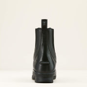 Back view of the black Ariat Heritage Zip Paddock Boot on a plain background