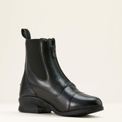 Angled front view of the black Ariat Heritage Zip Paddock Boot on a plain background