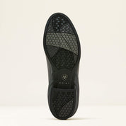 Bottom view of the black Ariat Heritage Zip Paddock Boot on a plain background