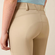 Close up back view of the Ariat Youth Protege Jod Knee Patch Breeches in tan 