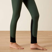 Ariat Protege Knee Patch Breeches in Monstera green showing lower leg and cuff detail