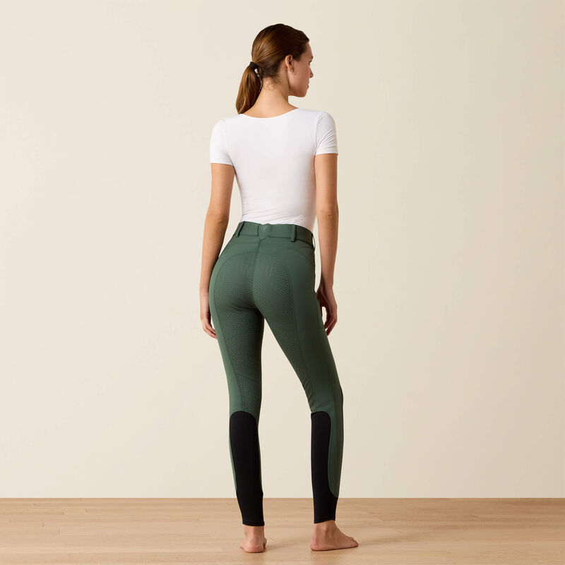 Ariat Protege Full Seat Breeches in Monstera green, back view showing full seat grip