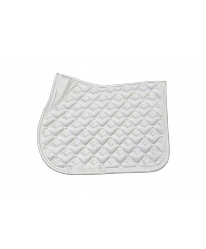 Side view of the white PS of Sweden Heart Jump Pad on a white background