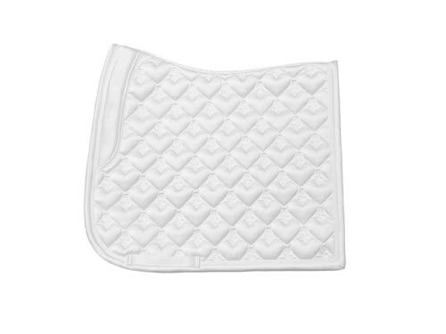 Side view of the white PS of Sweden Heart Dressage Saddle Pad on a white background