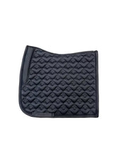 Side view of the navy PS of Sweden Heart Dressage Saddle Pad on a white background