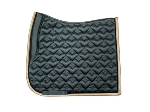 Side view of the green PS of Sweden Heart Dressage Saddle Pad on a white background