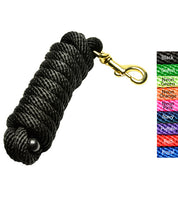 View of the rolled up black Jacks Poly Lead Rope with Bolt Snap and the other color swatches beside it on a white background