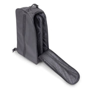 Angled front view of the open Aubrion React Long Boot Bag on a white background