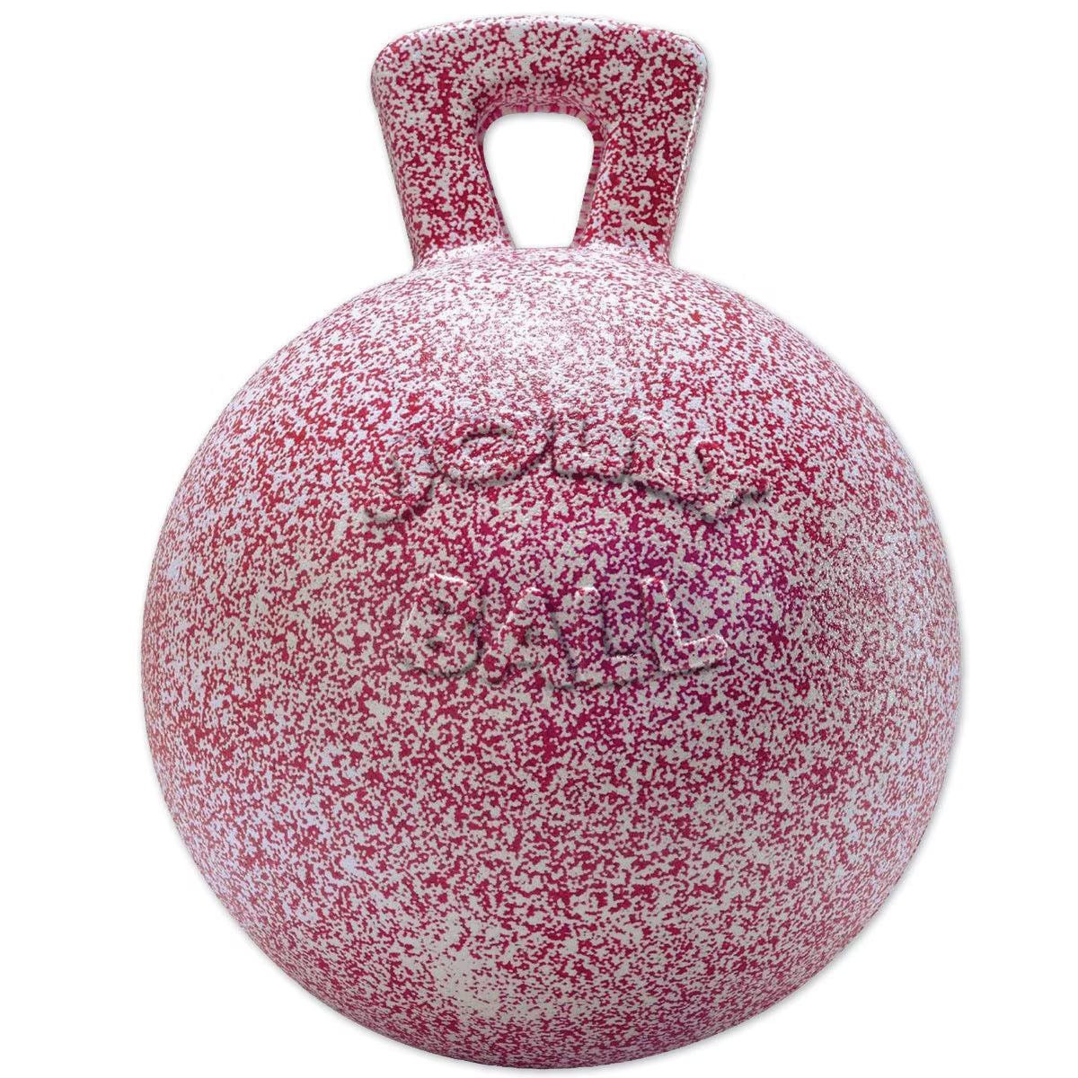 Front view of the 10" red Peppermint Jolly Ball on a white background