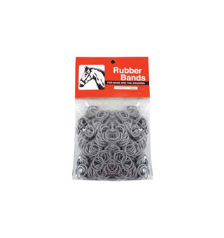Front view of a package of 500 gray Rubber Braid Brands