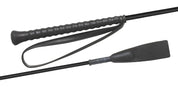 Side by side view of the popper and handle on the black Fleck EcoLine Woven Nylon Jumping Bat on a white background