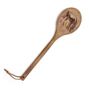Full view of the Blue Stallion Farm Rocky Acacia Wood Spoon on a white background