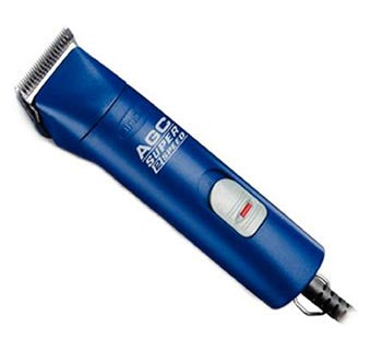 Front view of a blue pair of Andis AGC Super 2-Speed Clippers on a white background