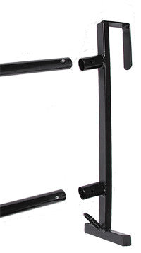 Side view showing the connection points on the Jacks PVC Coated Saddle Rack on a white background