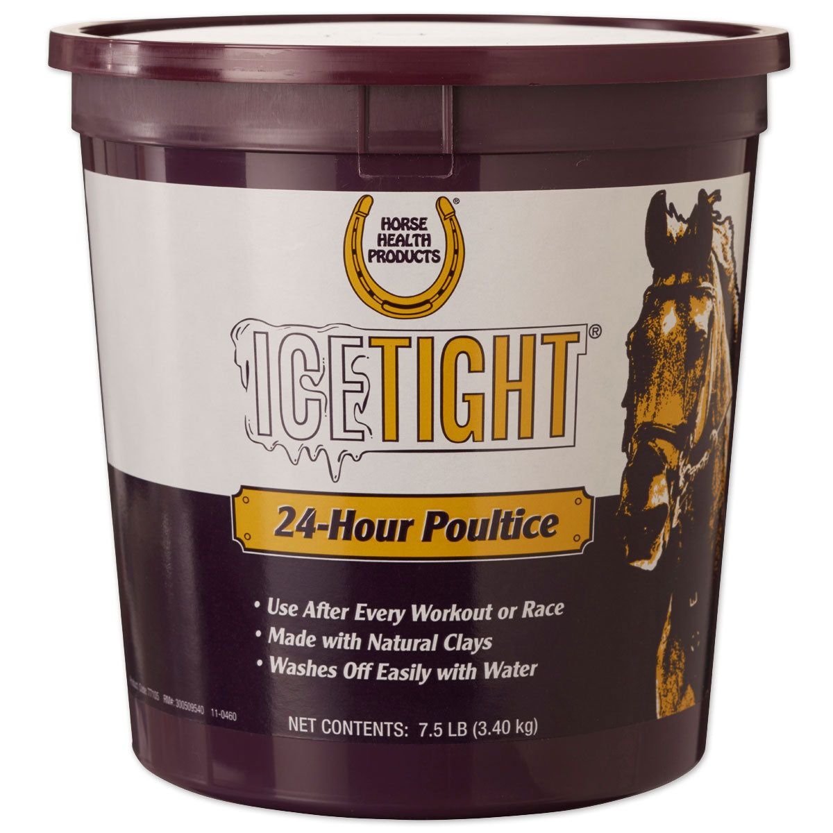 Front view of a 7.5lb container of Icetight Poultice.