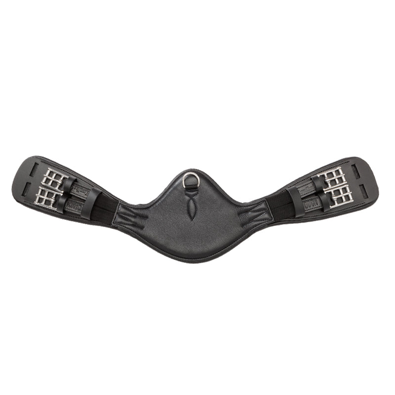Overall view of the black Kavalkade Soft Casper Short Girth on a white background