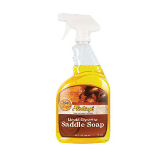 Front view of a 16 oz bottle of Fiebing's Liquid Glycerine Saddle Soap on a white background