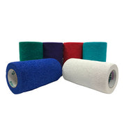 View of various colors of the Coflex Vet Bandages on a white background