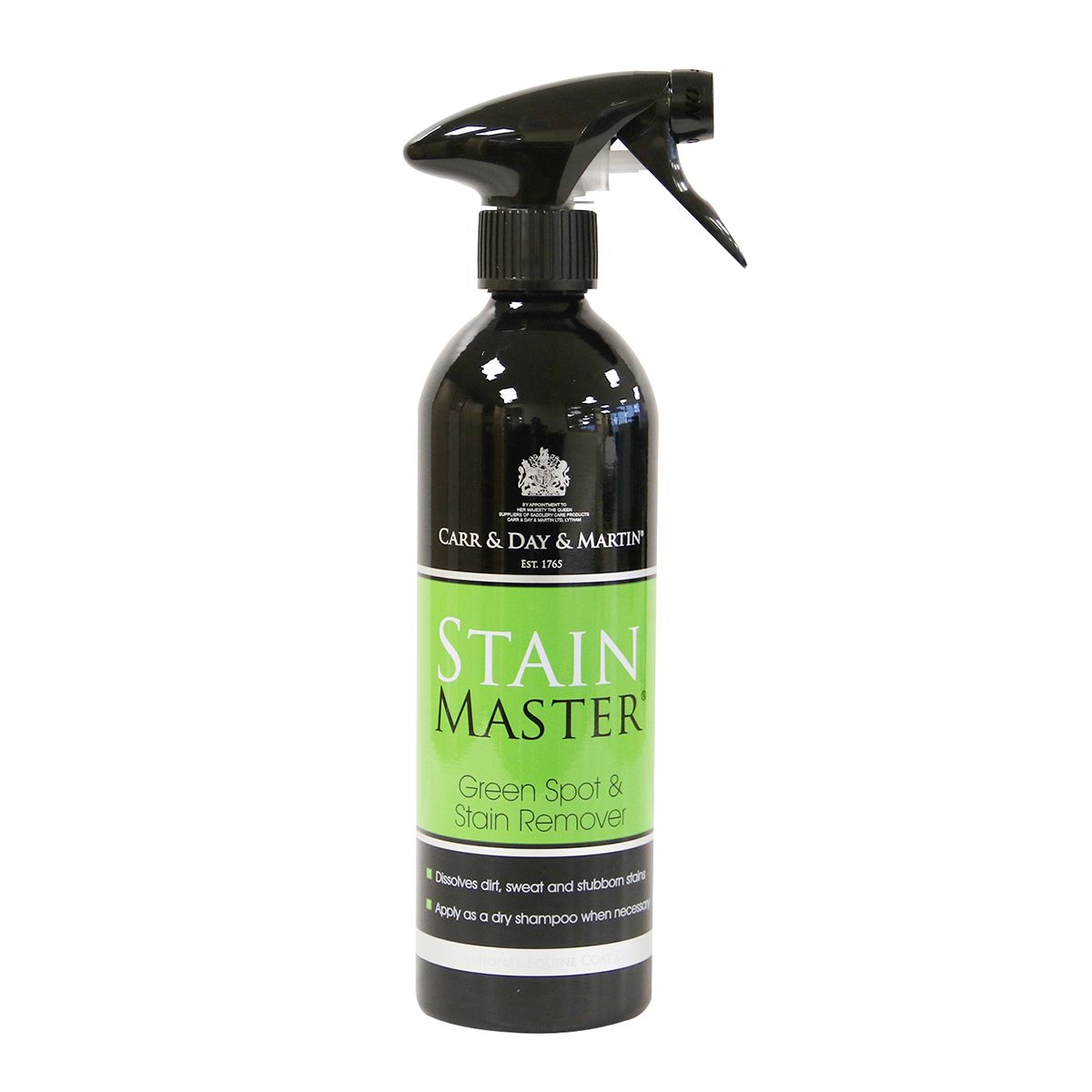 Front view of a bottle of Carr & Day & Martin Stain Master Green Spot & Stain Remover on a white background
