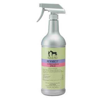 Front view of a 32 oz spray bottle of Farnam Equicare Flysect Citronella Spray on a white background
