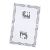 Full view of the Blue Stallion Farm Black & White Rocky Tea Towel on a white background