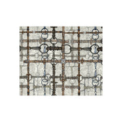 Full view of the All Designs Equine Ivory Bit Plaid Equestrian Crushed Velvet Throw on a white background