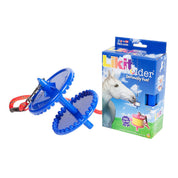 View of the blue Likit Holder and original packaging on a white background