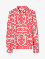 Front view of the Pink Guava PS of Sweden Valerie Printed Long Sleeve Shirt on a white background